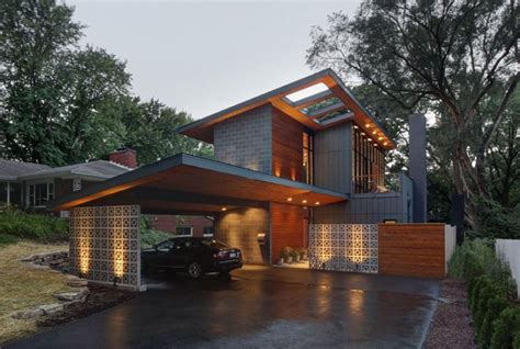 open garages accommodated  houses mid century exterior modern architecture courtyard house