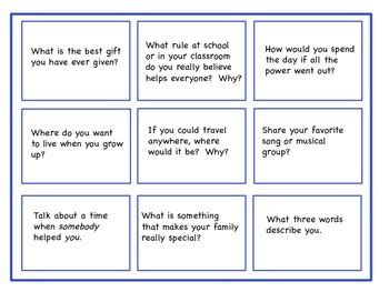 conversation starter topic cards ii writing prompts social skills