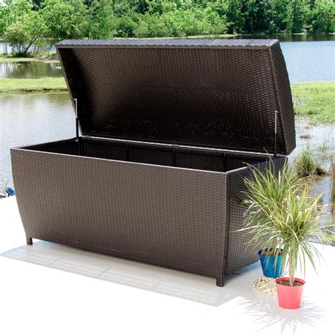 extra large resin wicker outdoor storage chest    espresso