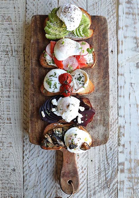 gourmet breakfast toast recipes  poached eggs easy home meals