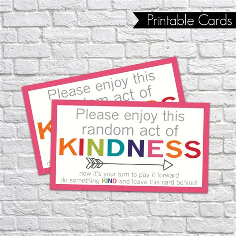 printable random act  kindness cards raok pay