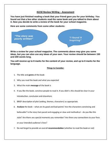 igcse esl review writing practice  guidance teaching resources