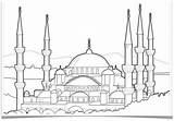 Masjid Mewarnai Kubah Besar Mewah Berbagai sketch template