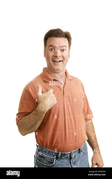 regular guy smiling  pointing    disbelief isolated  white stock photo alamy