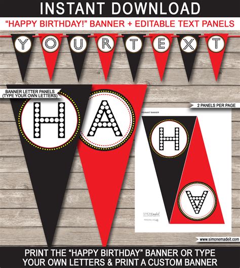 party banner template birthday banner  night bunting