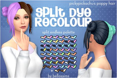 sims  blog split dye hair recolors  bellassims
