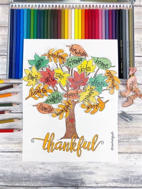 printable thankful tree  leaves  color
