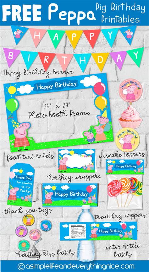 peppa pig birthday party printables  simple life