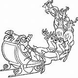 Noel Pere Sleigh Reindeer Traineau Santas Printable Vicoms Rudolph Nosed Gratuitement Everfreecoloring sketch template