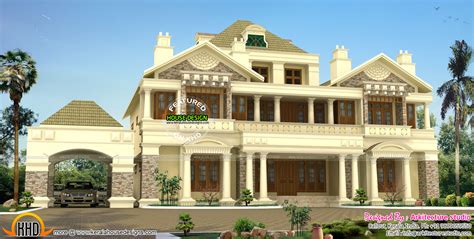 luxury colonial style slope roof home kerala home design  floor plans  dream houses