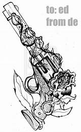 Tattoo Gun Tattoos Revolver Sketch Sketches Ak0 Cache Future Beautiful Drawing Pistolet Pistola Tatoos Dessin Coloriage Piercing Templates Drawings Flower sketch template