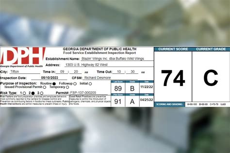 buffalo wild wings  tifton receives      health inspection health inspections
