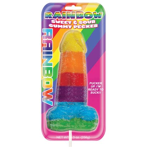1 Rainbow Sweet And Sour Jumbo Gummy Pecker Pop Candy Gag T Sucker