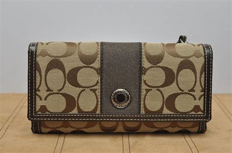 handbags haven enterprise coach signature stripe checkbook wallet