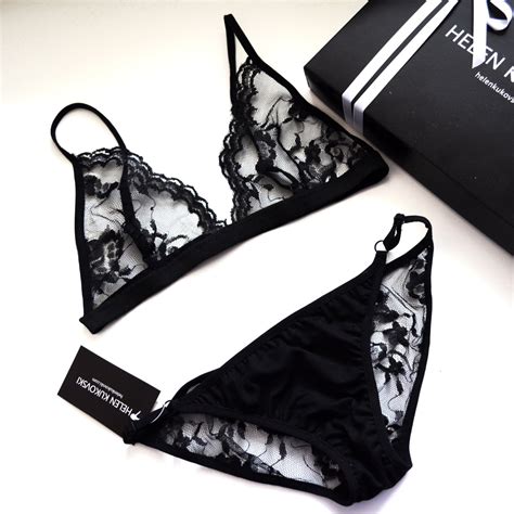 black triangle bra and panties set sexy sheer lingerie lace