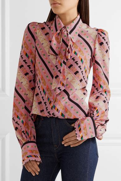 runway marc jacobs pussy bow printed silk crepe de chine blouse net