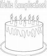 Coloring Feliz Birthday Cumpleanos Pages Cake Printables sketch template