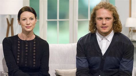 pics of sam heughan and caitriona balfe at the lorraine show outlander