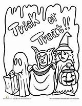 Trick Treat Coloring Halloween Pages Color Education sketch template