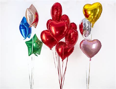 Foil Balloon Air Balloons Of Heart Shaped And Stars Love Concept