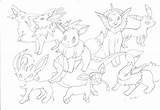 Eevee Pokemon Coloring Pages Evolutions Evolution Line Printable Color Print Getdrawings Credited Getcolorings Library Clipart Popular Colorings sketch template