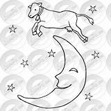 Cow Moon Over Jumped Outline Drawings Watermark Register Remove Login Clipart sketch template