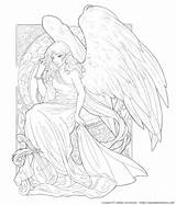 Coloring Angel Pages Adults Angels Printable Color Getcolorings Anime Devil Guardian Getdrawings sketch template