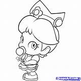 Mario Coloring Baby Pages Peach Toad Drawing Daisy Bros Draw Princess Goomba Character Face Kart Two Step Printable Drawings Color sketch template