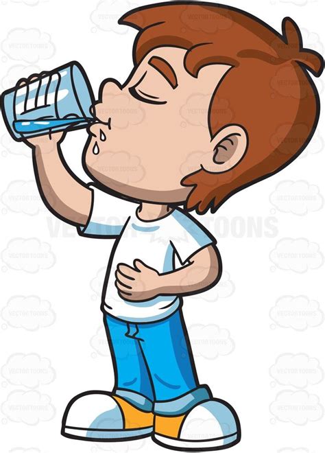 young boy  satisfied  drinking water clip art school kids drinking water