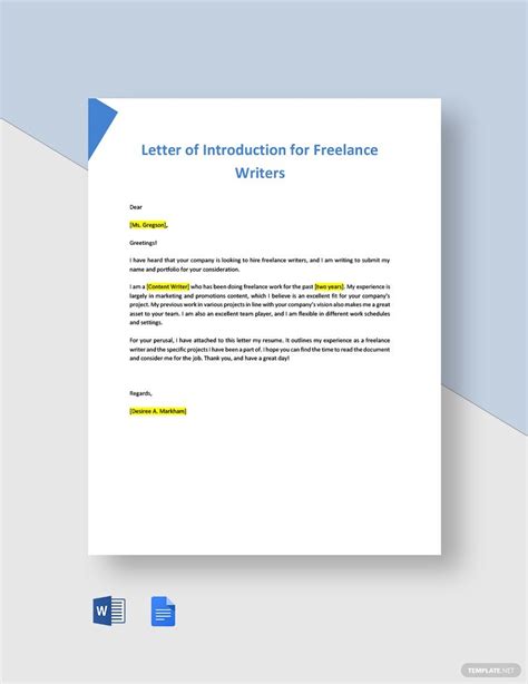 letter  introduction  freelance writers  word google docs