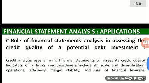 Applications Of Financial Statement Analysis Youtube