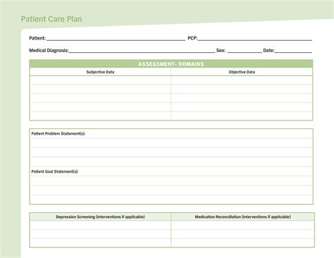 care plan approach template