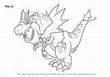 Tyrantrum Pokemon Draw Drawing Step Rounded Shapes Shown Tiny Body Over Tutorials Drawingtutorials101 sketch template