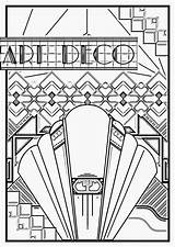 Coloring Deco Pages Adults Poster 1920s Nouveau Print Adult Simple Printable Patterns Machines Color Déco Architecture Book Posters Sheets Getcolorings sketch template
