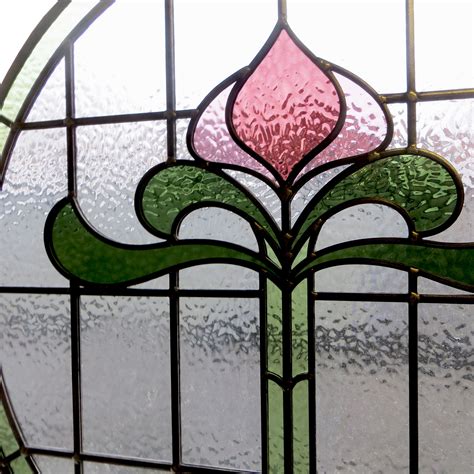 1930s Art Nouveau Stained Glass From Period Home Style