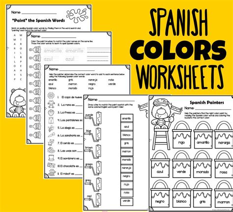 colours  spanish worksheet worksheets  kindergarten