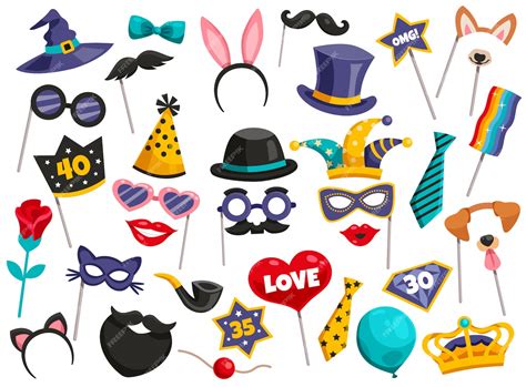 vector photo booth party icon set