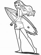 Coloring Pages Barbie Surf Surfing Big Popular Clipartmag Coloringhome sketch template
