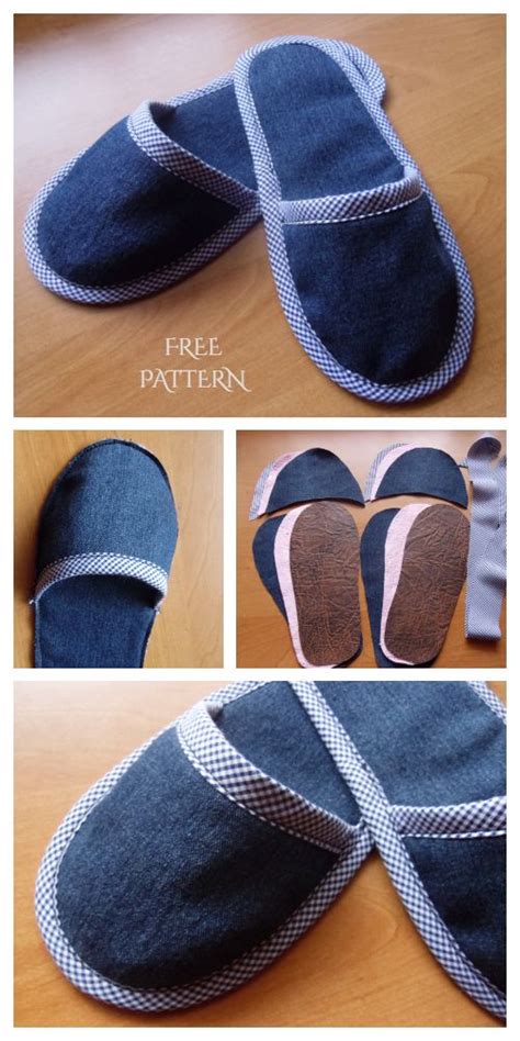 diy repurposed jean spa slippers  sewing patterns fabric art diy