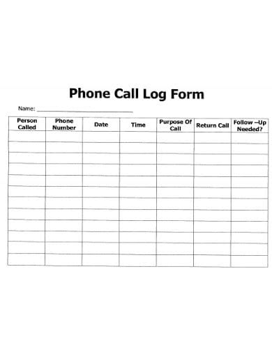 phone call log form templates   ms word