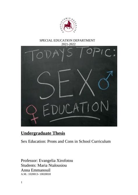 Pdf Sex Education Pros And Cons
