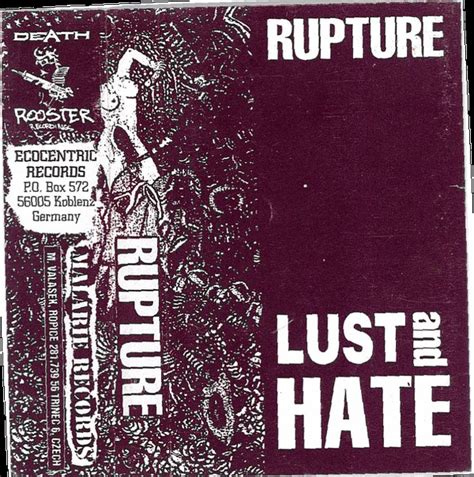 Rupture Lust And Hate Cassette Discogs