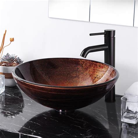 aquaterior tempered glass vessel sink bathroom lavatory  bowl