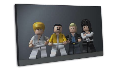 Queen Rock Band Lego Characters Image 20x16 Framed Canvas Print