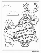 Coloring Tree Pages Christmas Santa Reindeer Sheet Parents sketch template