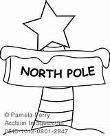 Coloring Pole North Sign Clip Pages Christmas sketch template
