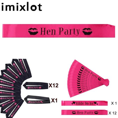 imixlot hot 13pcs lot black pink bride to be satin sashes hen party