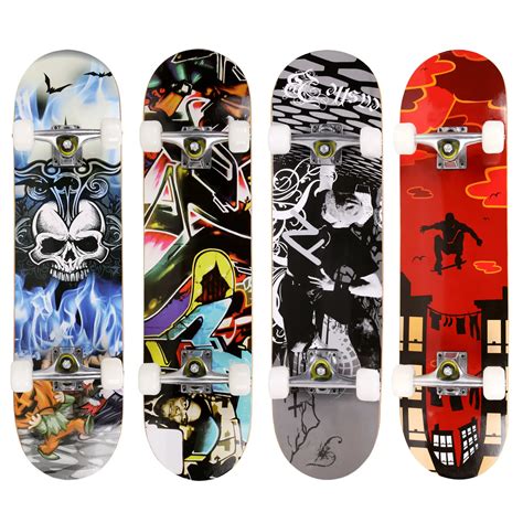 brand pro skull pattern longboard skateboard complete deck wood deck