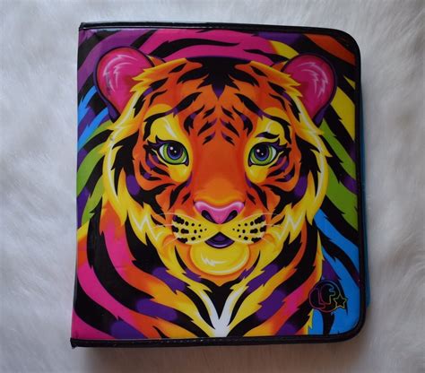 vintage  lisa frank rainbow tiger large zip  binder folder ebay