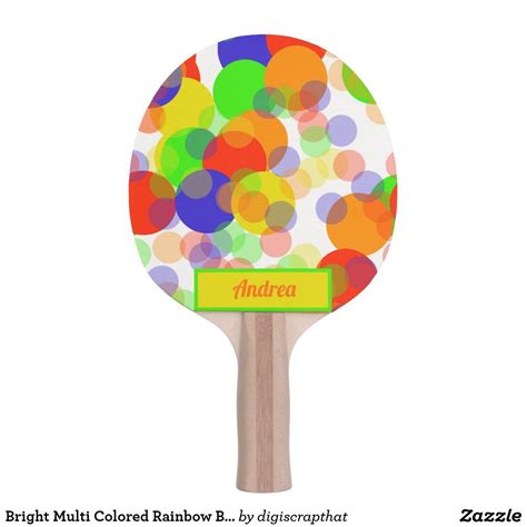 bright multi colored rainbow bubbles personalized ping pong paddle